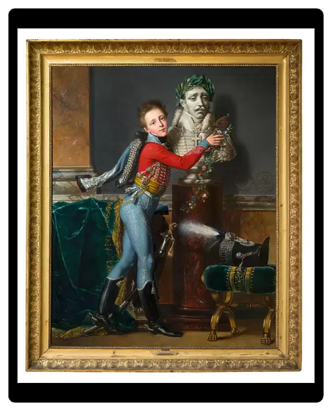 The young Vicomte de Laborde with the bust of his dead father at Wagram (oil on canvas)