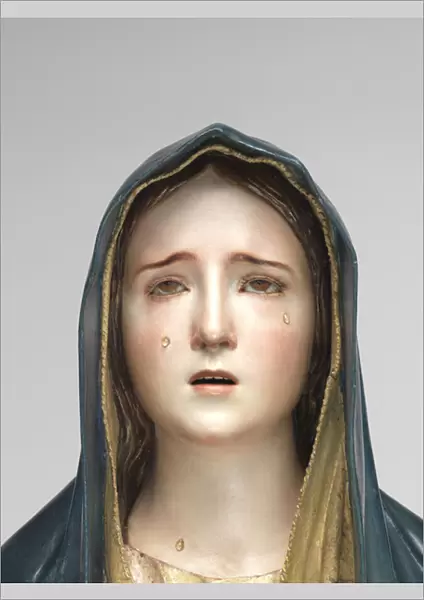 Virgin of Sorrows Mater Dolorosa (polychromed wood, glass & animal hair)