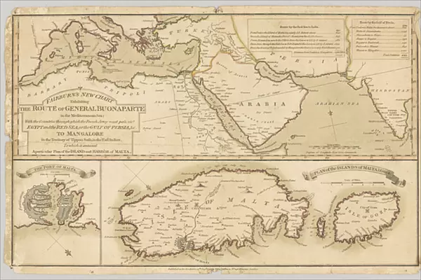 Three printed coloured maps: Fairburns New Chart Exhibiting the Route of General