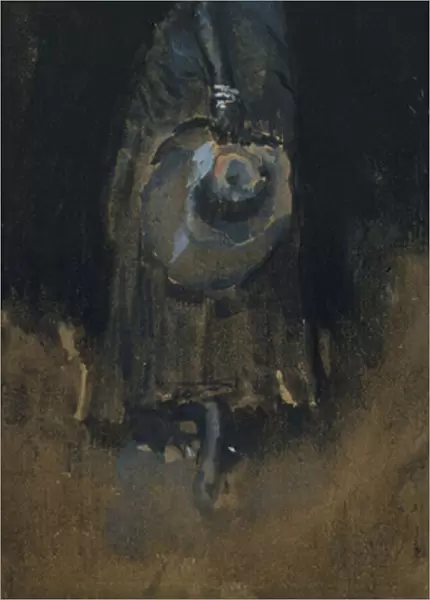 Lady in Gray, c. 1883 (w  /  c and gouache on dark brown wove paper)