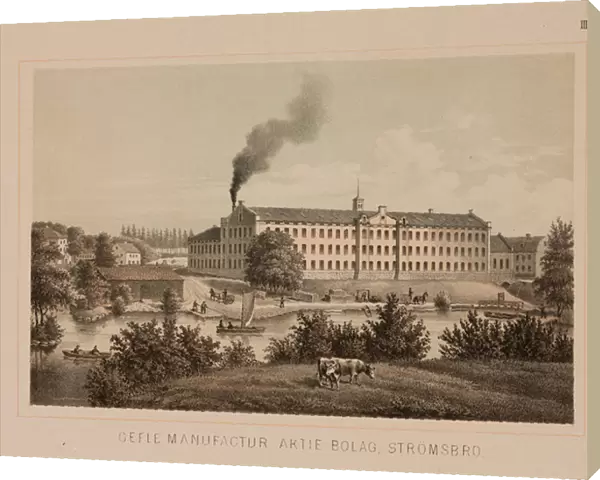 Cotton mill, Stromsbro, Sweden, c. 1840 (colour litho)