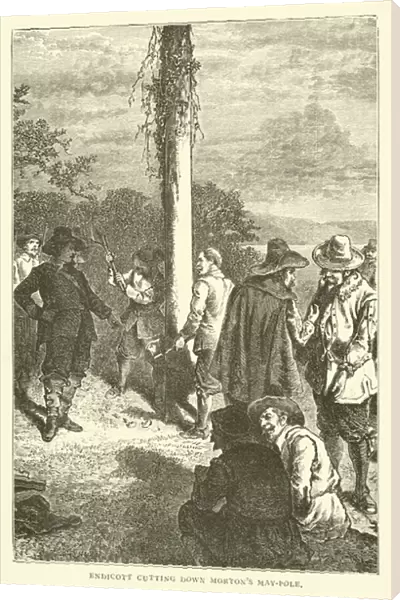 Endecott cutting down Mortons may-pole (engraving)