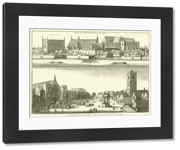 Two views of Westminster, from original etchings by Hollar, 1647 (engraving)