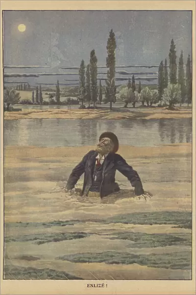 A blacksmith drowned in a marsh after he got lost on his way home from a fair in Alsace (colour litho)