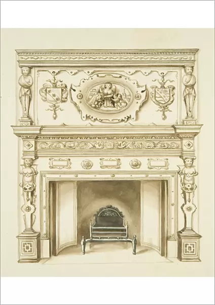 Chimneypiece, 1628, at the Law Library, Corn Street, 1823 (pencil & w  /  c on paper)