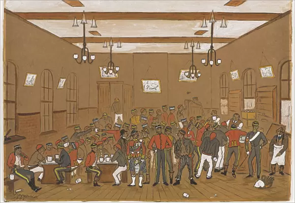 Canteen with men of 7th Dragoon Guards, 3rd Hussars, Scots Greys and 10th Hussars
