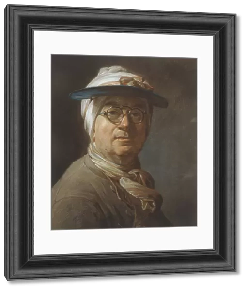 Self portrait with a visor, c. 1776 (pastel on paper, mounted on canvas)