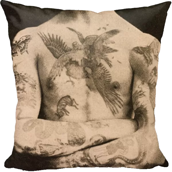 Portrait of a man tattooed by Sutherland MacDonald, 1897 (photo)