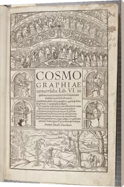 Title page of Cosmographia, 1544 (engraving)