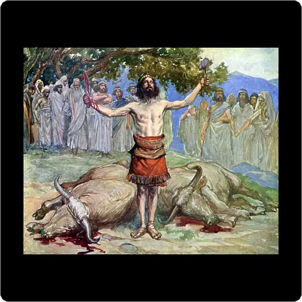 Saul sacrifices the oxen by J James Tissot - Bible