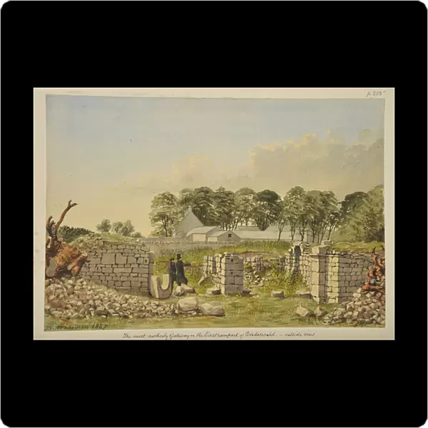 The east gate at Birdoswald Roman Fort, 1857 (w  /  c on paper)