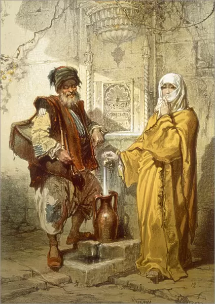 Water-carrier, 1865 (colour litho)