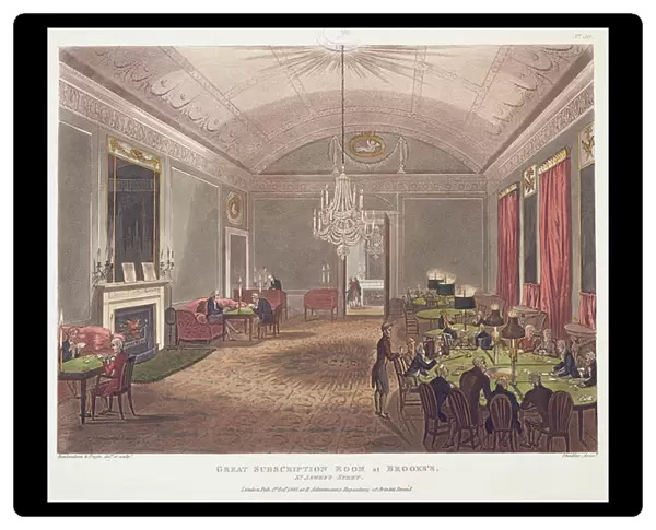 Great Subscription Room at Brooks s, St. James s, engraved by Stadler