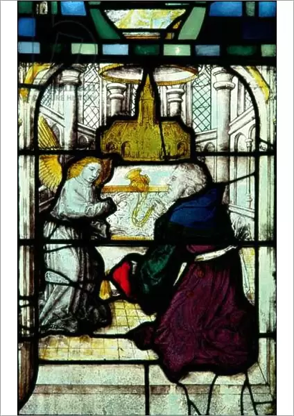 Zacharias and the Angel in the Temple (stained glass)