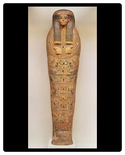 Egyptian coffin of an unnamed person decorated with ritual scenes, c. 1050 BC (wood)