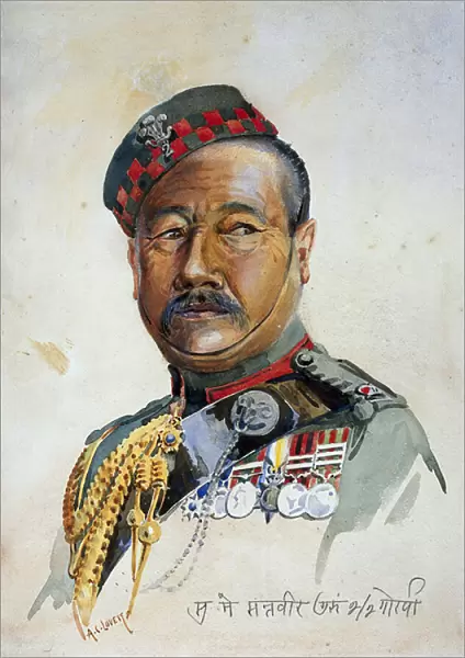Subadar-Major Gurung Gurkha, illustration from Armies of India by Major G. F