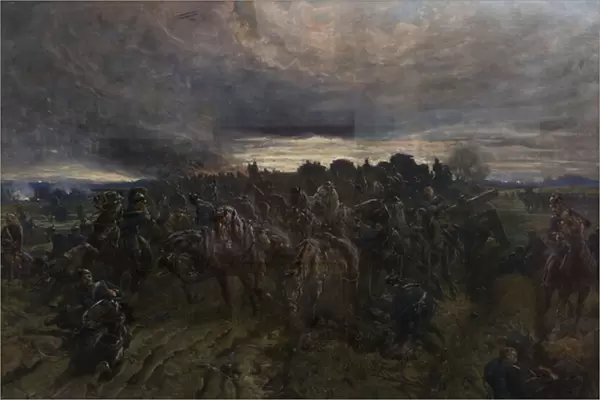 The German Retreat from the Marne, 1915 (oil on canvas)