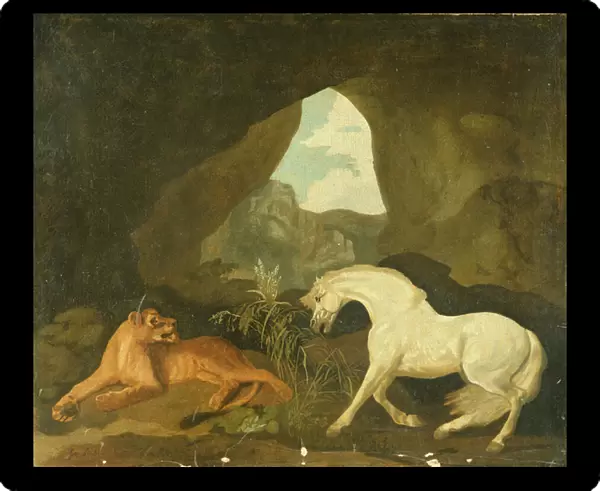 Lioness and white stallion, 1760 (oil on canvas)