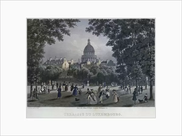 Jardin du Luxembourg, engraved by Frederic Martens (1809-75) 1832 (colour engraving)