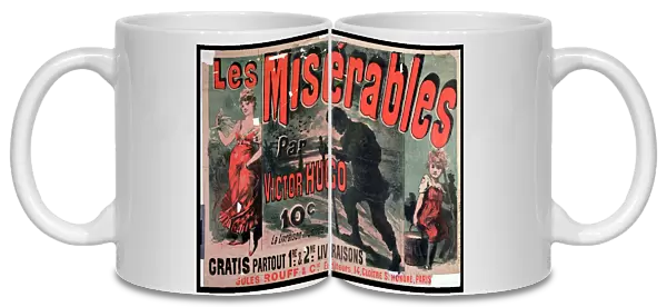Poster advertising the publication of Les Miserables