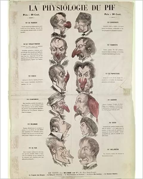 The Physiology of the Nose, anti-alcoholism caricature (colour litho)