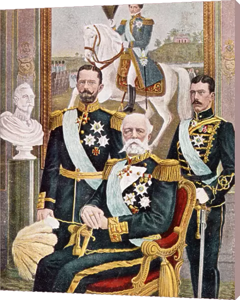 Five Generations of Swedish monarchs, 1904 (colour litho)