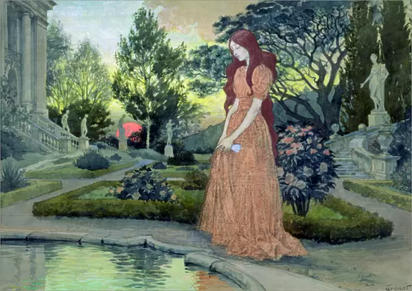 Young girl in a garden (w  /  c)