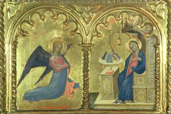 The Annunciation, detail from a polytych depicting The Lives of the Saints