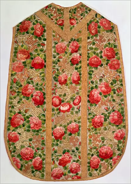 Embroidered chasuble from the so-called Rose Pontifical set, Vienna, c. 1700 (silk)