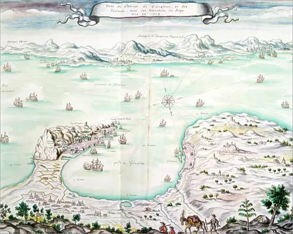 View of the Siege of Gibraltar in 1704 (w  /  c on paper)