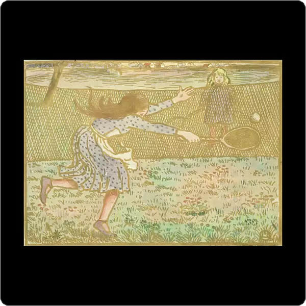 Girls Playing Tennis, from Woodcuts in Line and Colours