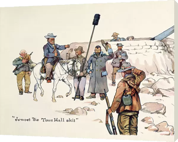 Jemoet die Town Hall skit, from The Leaguer of Ladysmith, 1900 (colour litho)