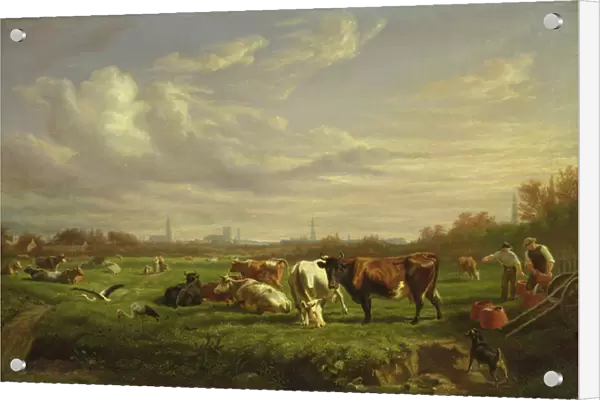 Meadow with the Town of Dammtor Behind, 1856 (oil on canvas)