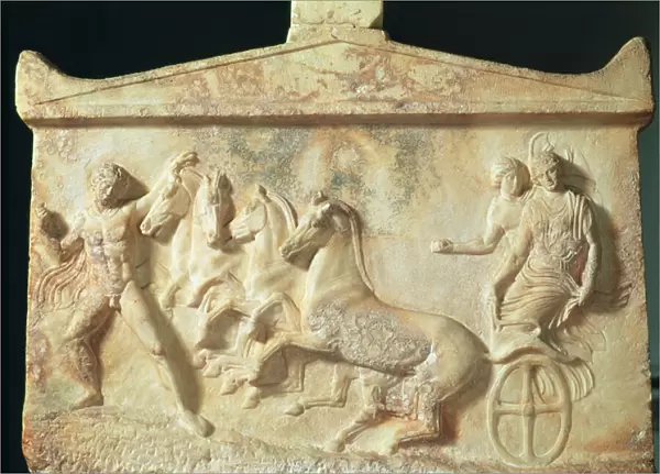 Votive relief depicting Echelos and Basile, c. 400 BC (marble)