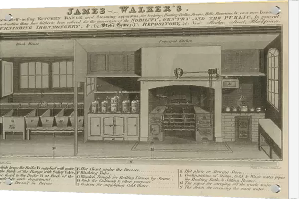 James Walkers improved patent self-acting kitchen range (engraving)