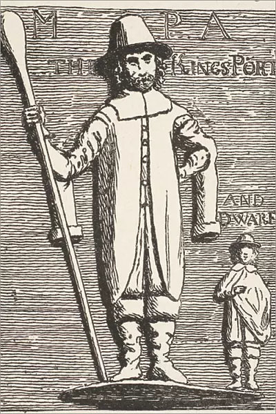 King Charless Porter and Dwarf, from the old bas-relief (engraving)