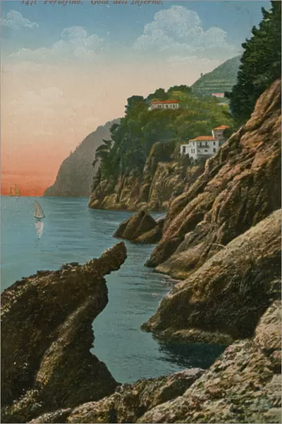 Portofino, Italy. Gola dell Inferno. Postcard sent in 1913