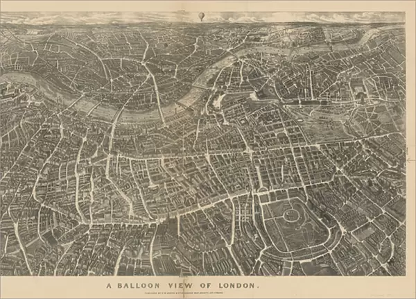 A Balloon View of London (viewed from North) (engraving)