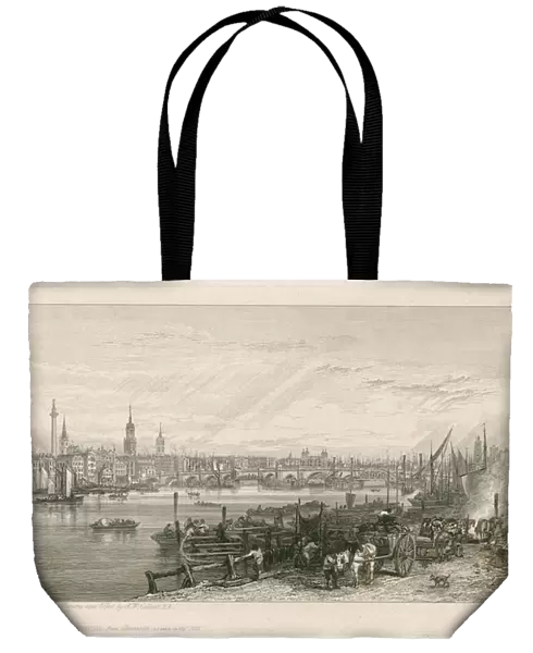 Construction of New London Bridge, 1826 (engraving)