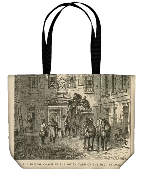The Bristol Coach in the outer yard of The Bell Savage, London (engraving)