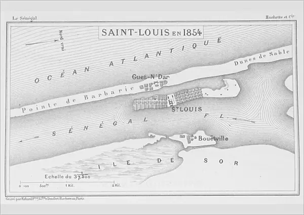 Saint-Louis in 1854, illustration from Le Senegal