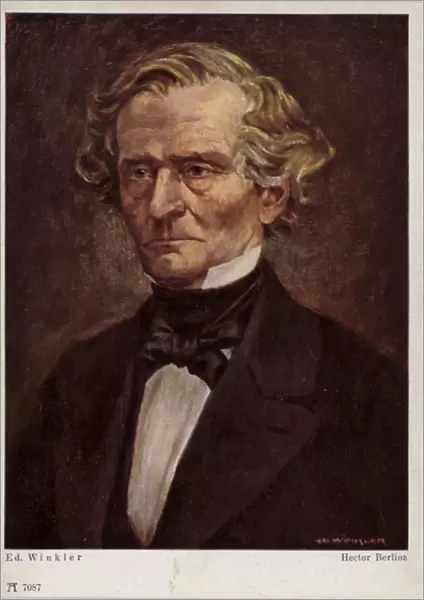 Hector Berlioz, French Romantic composer (1803-1869) (colour litho)