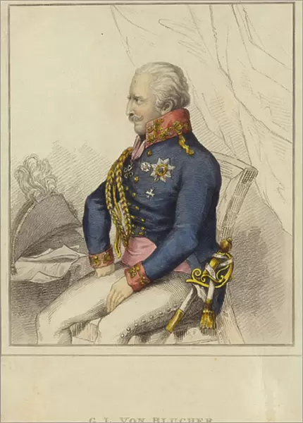 G L von Blucher, Field Marshal of the Prussian Forces (1742-1819) (coloured engraving)