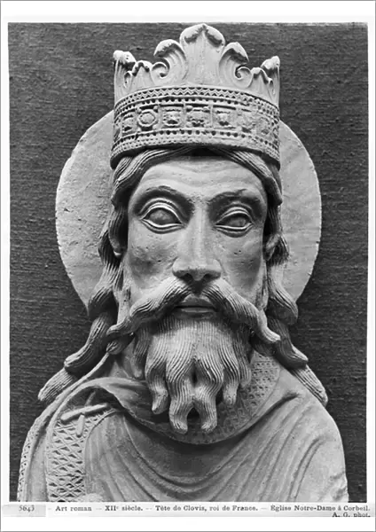 Head of Clovis I, from the Church Notre-Dame of Corbeil (plaster cast) (detail