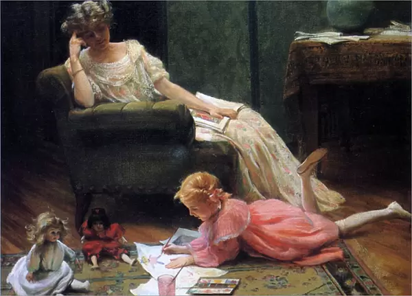 Watching the Child Play, 1909 (oil on canvas)