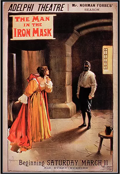 Poster The Man in the Iron Mask at The Adelphi Theatre, London (colour litho)