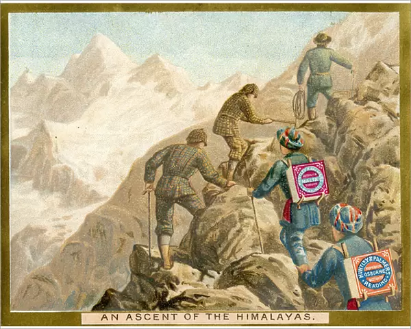 An Ascent of the Himalayas, a promotional card for Huntley & Palmers Biscuits, c