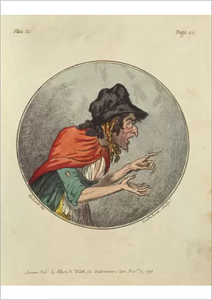 Cartoon of an Old Woman, etched by Isaac Cruikshank (1764-1811) (coloured etching)