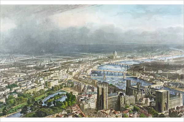 General Aspect of London, from Westminster Abbey, c. 1850, engraved by A. Appert, pub