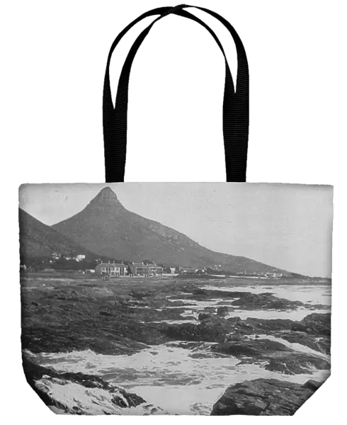 South Africa: Lions Head and Three Anchor Bay, Cape Town (b  /  w photo)